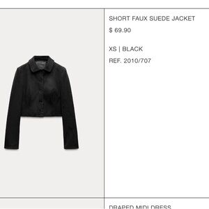 Zara Black Short Faux Suede Jacket